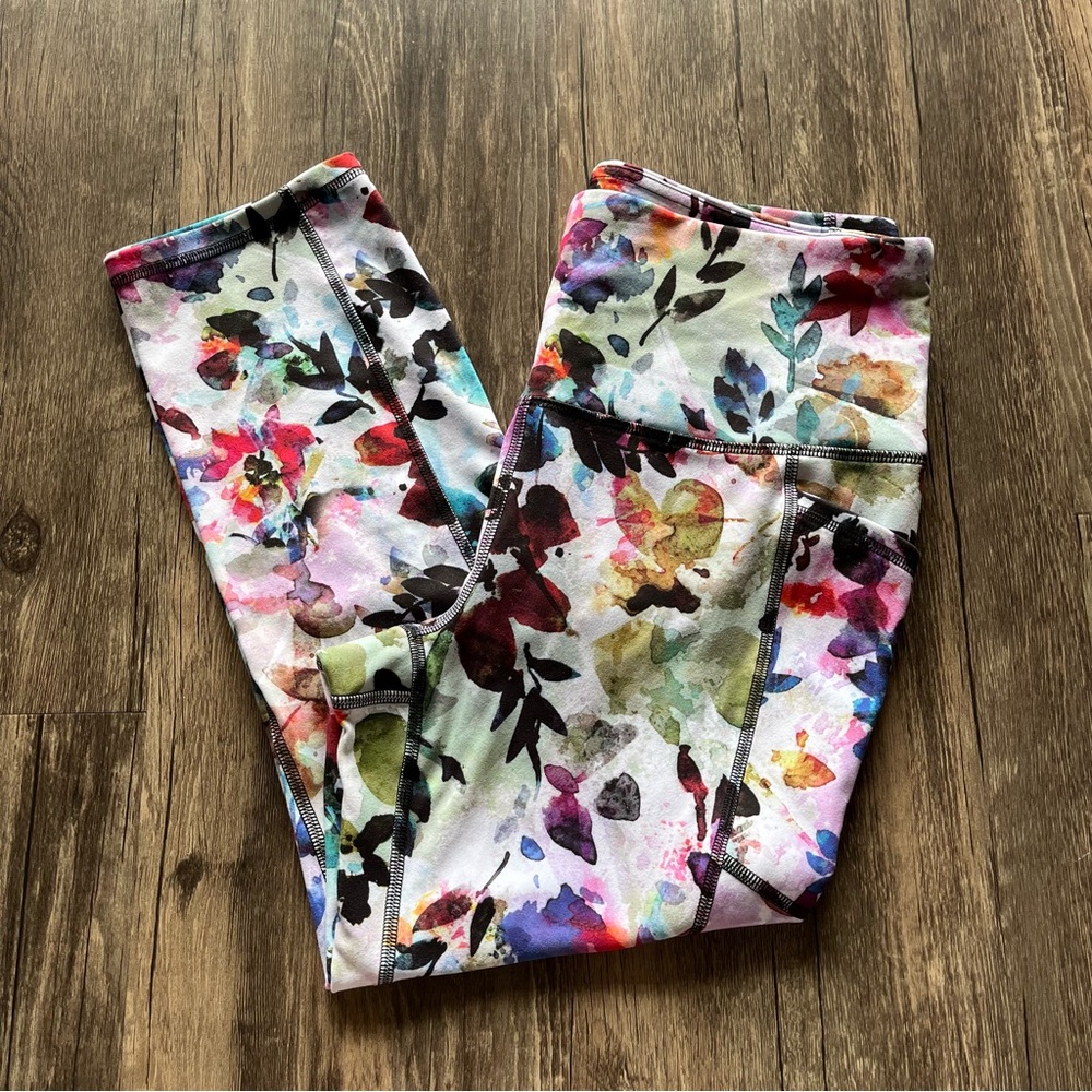 RBX Cropped Leggings Floral Design Sz M